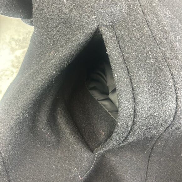 Michael Kors Black Wool Blend Cassandra Asymmetrical Zipper Pea Coat Size 12 - Picture 9 of 12